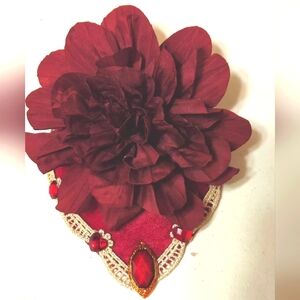 *H25776 Wine Rhinestones Fascinator